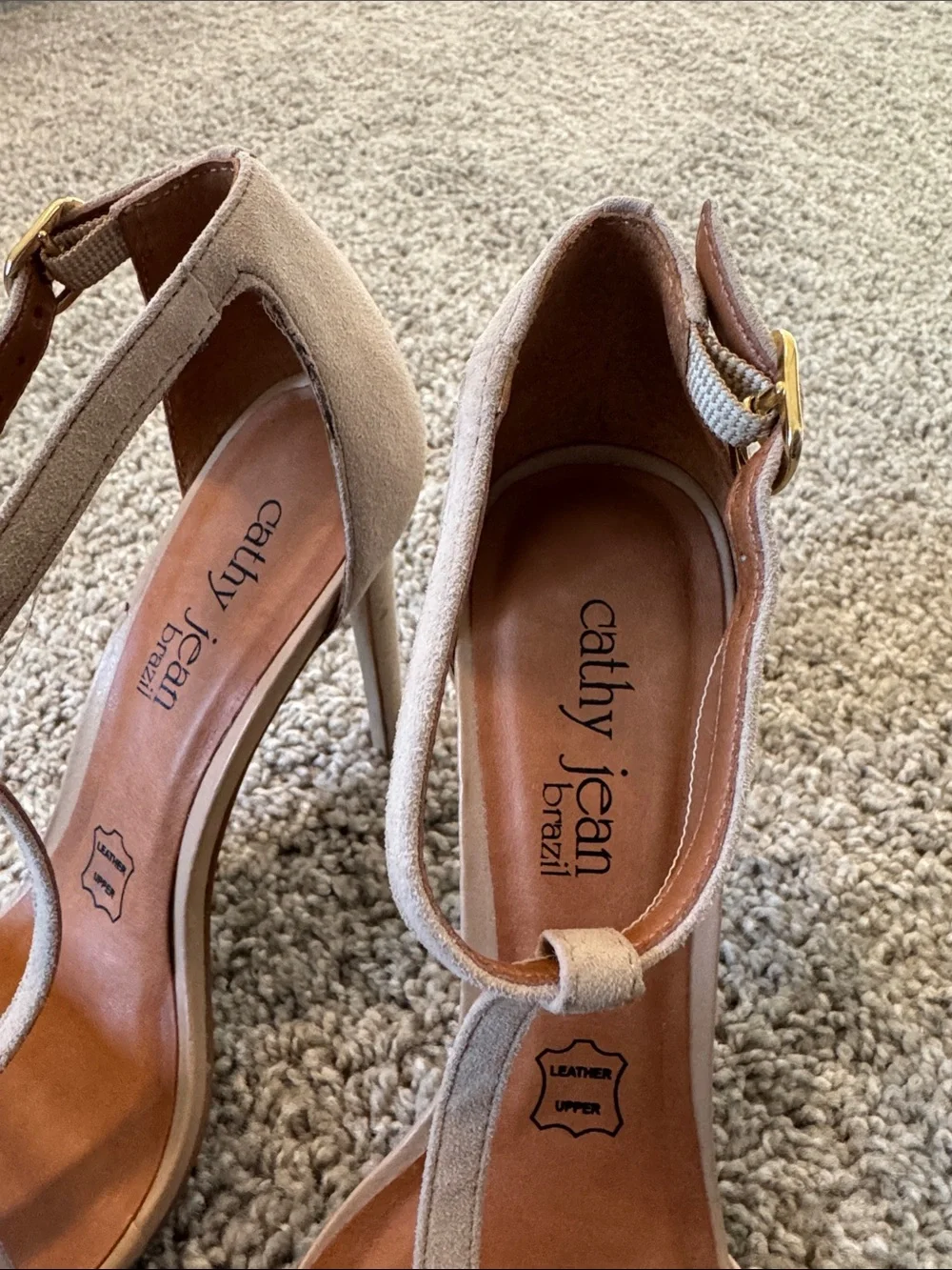 Cathy Jean Nude T-Strap Stiletto Sandals - Picture 6 of 16